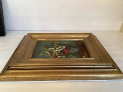 Tableau bouquet de fleurs huile sur carton