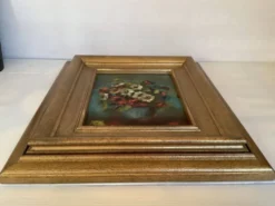 Tableau bouquet de fleurs huile sur carton