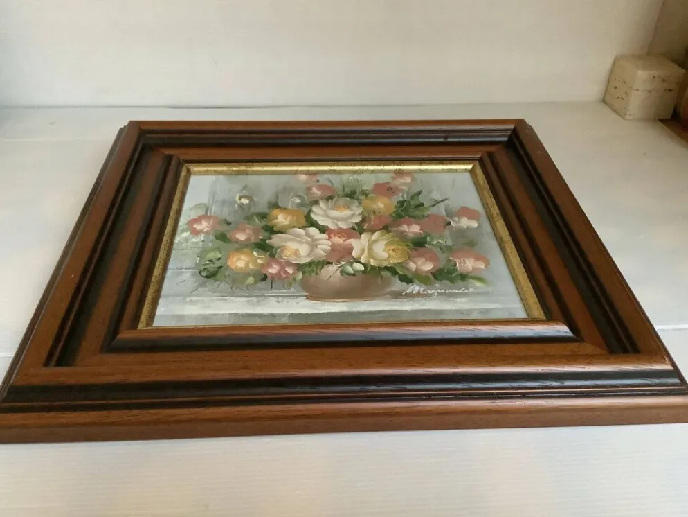 Tableau bouquet de fleurs huile sur toile signée