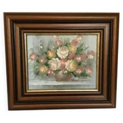Tableau bouquet de fleurs huile sur toile signée
