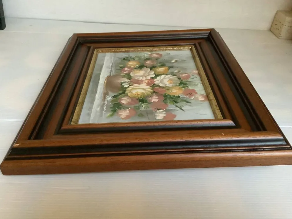 Tableau bouquet de fleurs huile sur toile signée