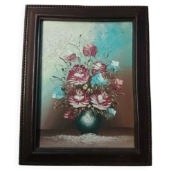 Tableau bouquet de fleurs peint à la main