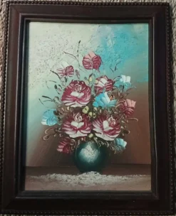 Tableau bouquet de fleurs peint à la main