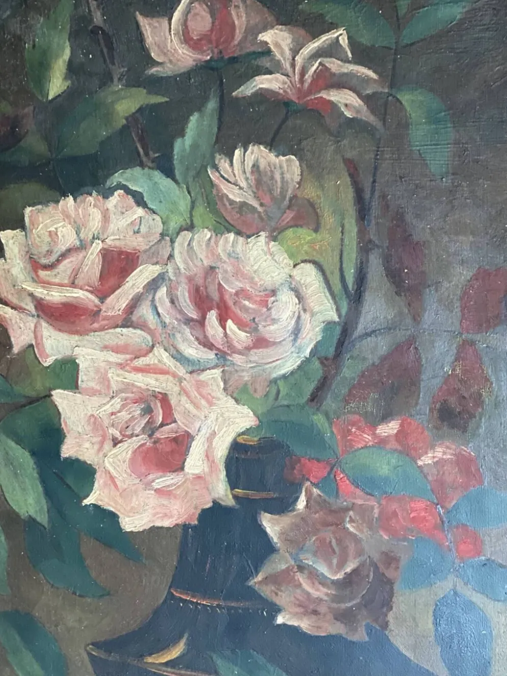 Tableau de pietr alberti, bouquet de fleurs (roses) nature morte