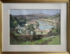 Tableau Gouache sur papier Emile Wegelin (1875-1962) Environs de Nice Dordo