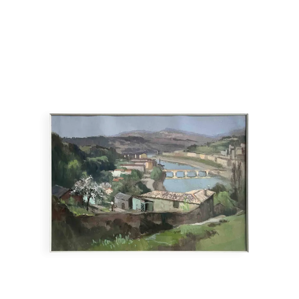 Tableau Gouache sur papier Emile Wegelin (1875-1962) Environs de Nice Dordo
