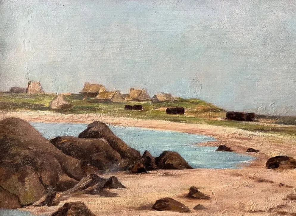 Tableau HSP "Marine" bretonne (?) fourniture d'art Alan Hardy XIX°