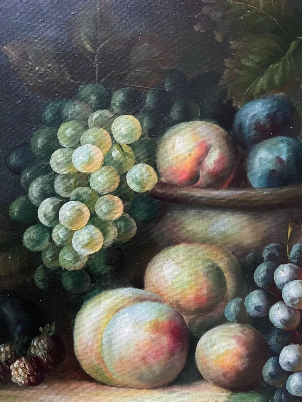 Tableau HST "Nature morte aux fruits" Signé (?) éc. XX° siècle + cadre