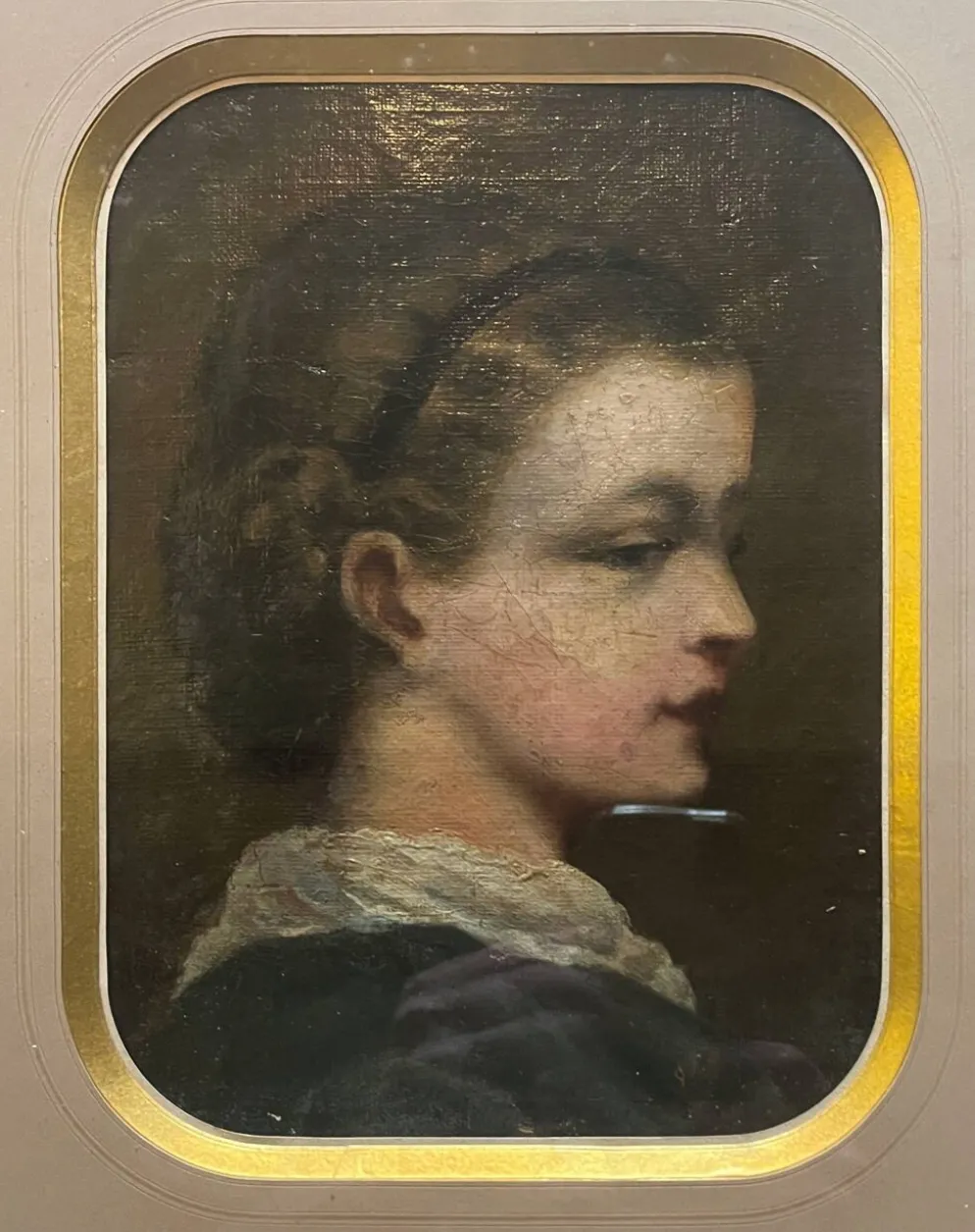 Tableau HST/P "Portrait de famille, Jeune femme" XIX° + cadre