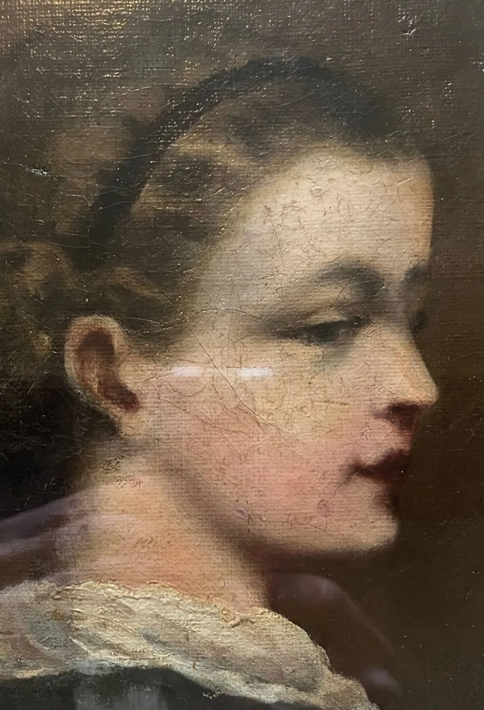 Tableau HST/P "Portrait de famille, Jeune femme" XIX° + cadre