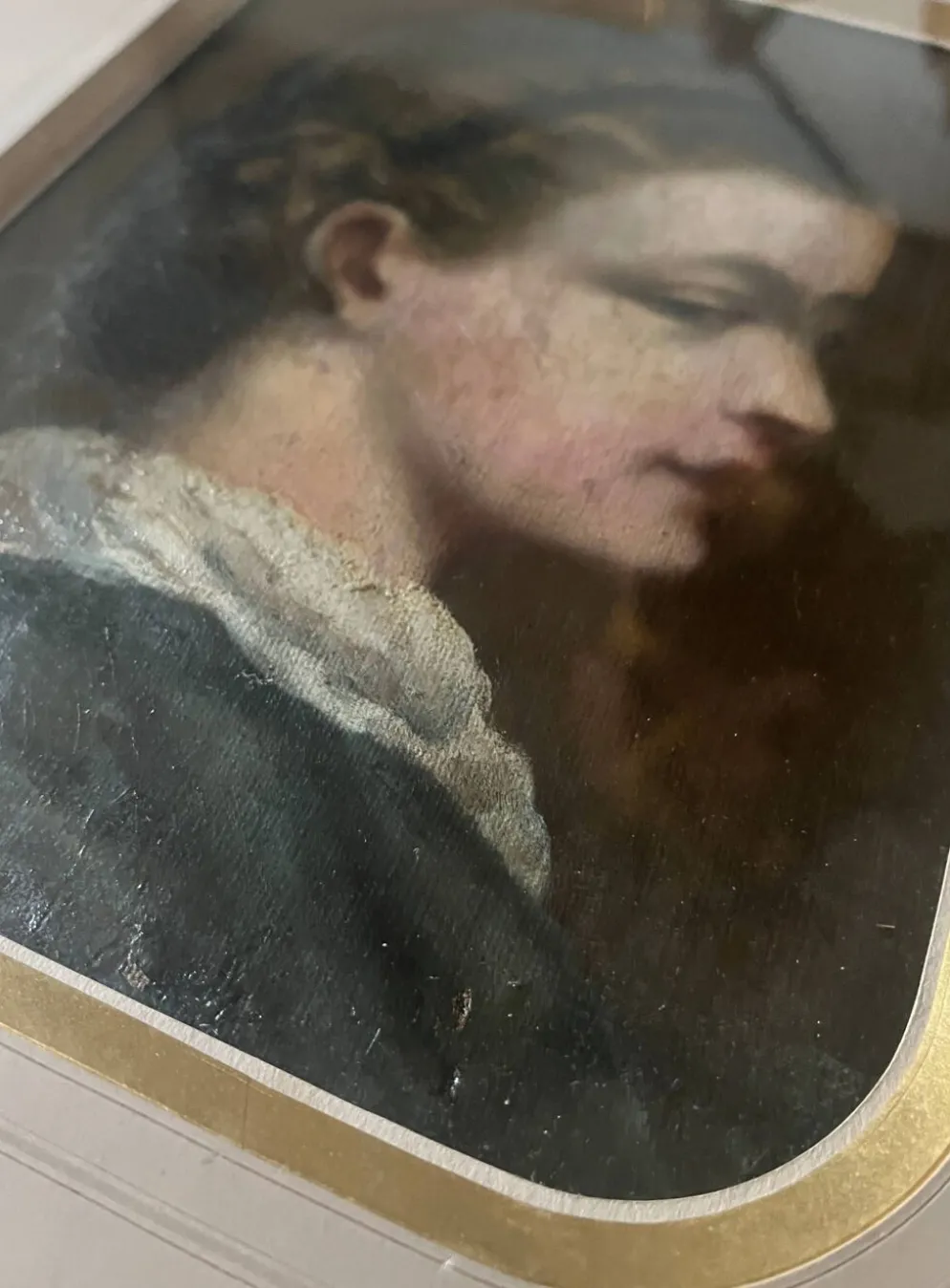 Tableau HST/P "Portrait de famille, Jeune femme" XIX° + cadre