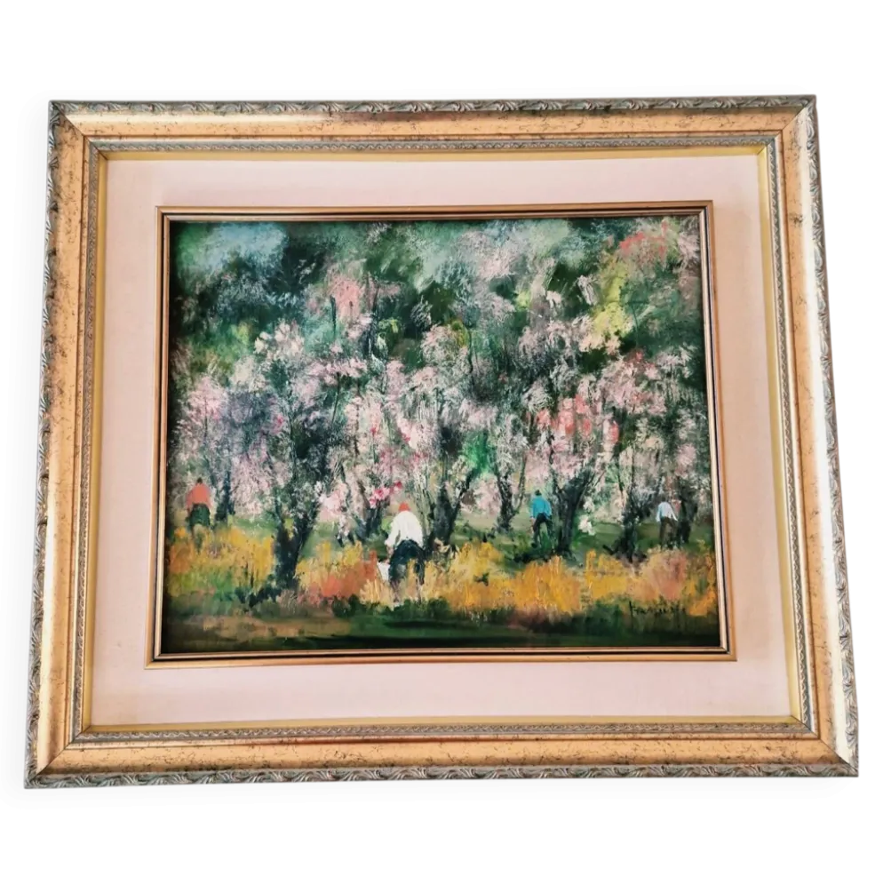 Tableau Huile sur Bois "Primavera" par Guido Bertuzzi - École Milanaise (19