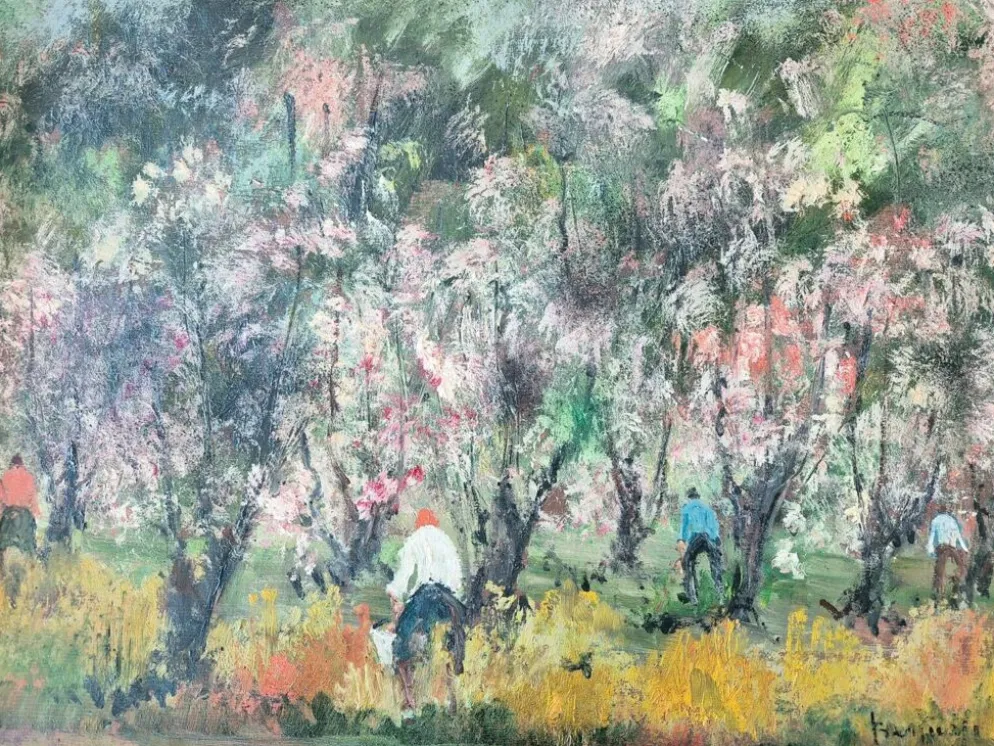 Tableau Huile sur Bois "Primavera" par Guido Bertuzzi - École Milanaise (19