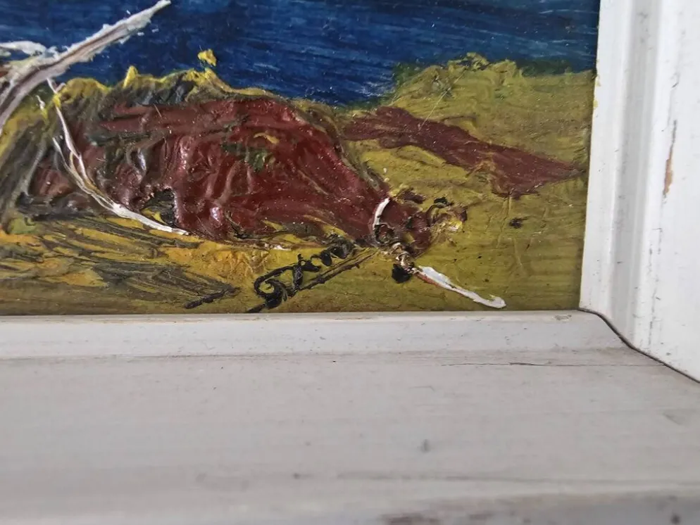 Tableau Huile sur Isorel Marine Port Les martigues signé (à identifier)