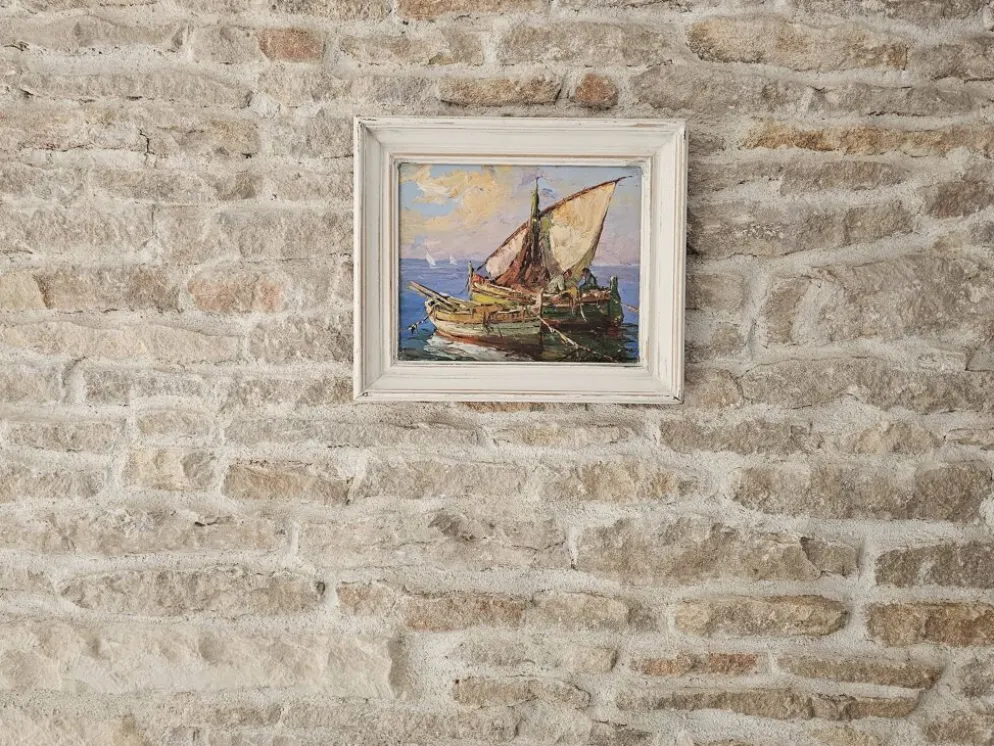Tableau Huile sur Isorel Marine Voiliers pêcheurs signé Fortuné Car (1905 -