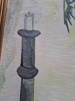 Tableau, huile sur toile dans le goût de Bernard Buffet, années 70