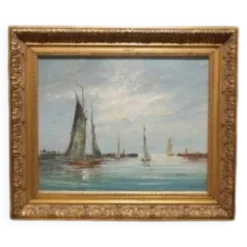 Tableau huile sur toile marine signée Edward Barton (1936-2012)