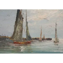 Tableau huile sur toile marine signée Edward Barton (1936-2012)