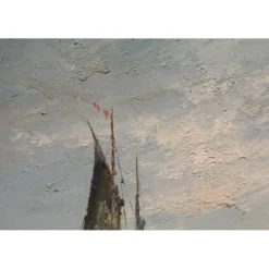 Tableau huile sur toile marine signée Edward Barton (1936-2012)