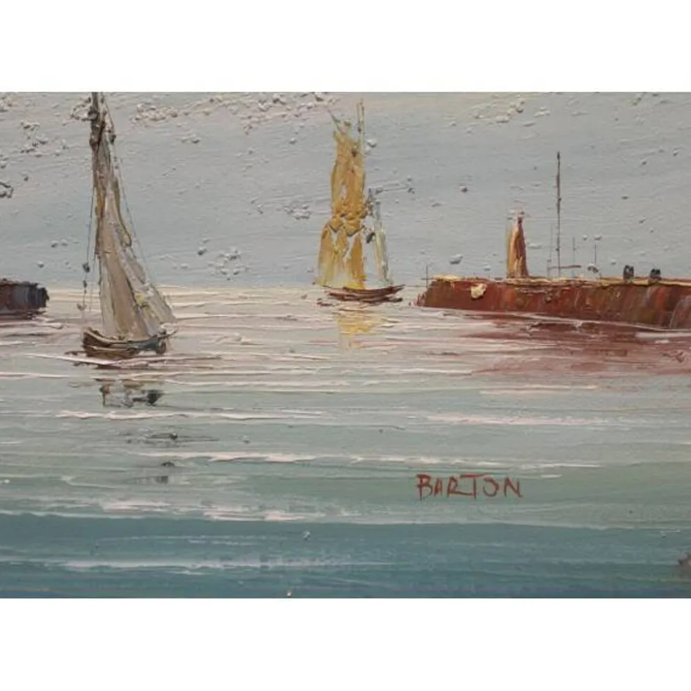 Tableau huile sur toile marine signée Edward Barton (1936-2012)