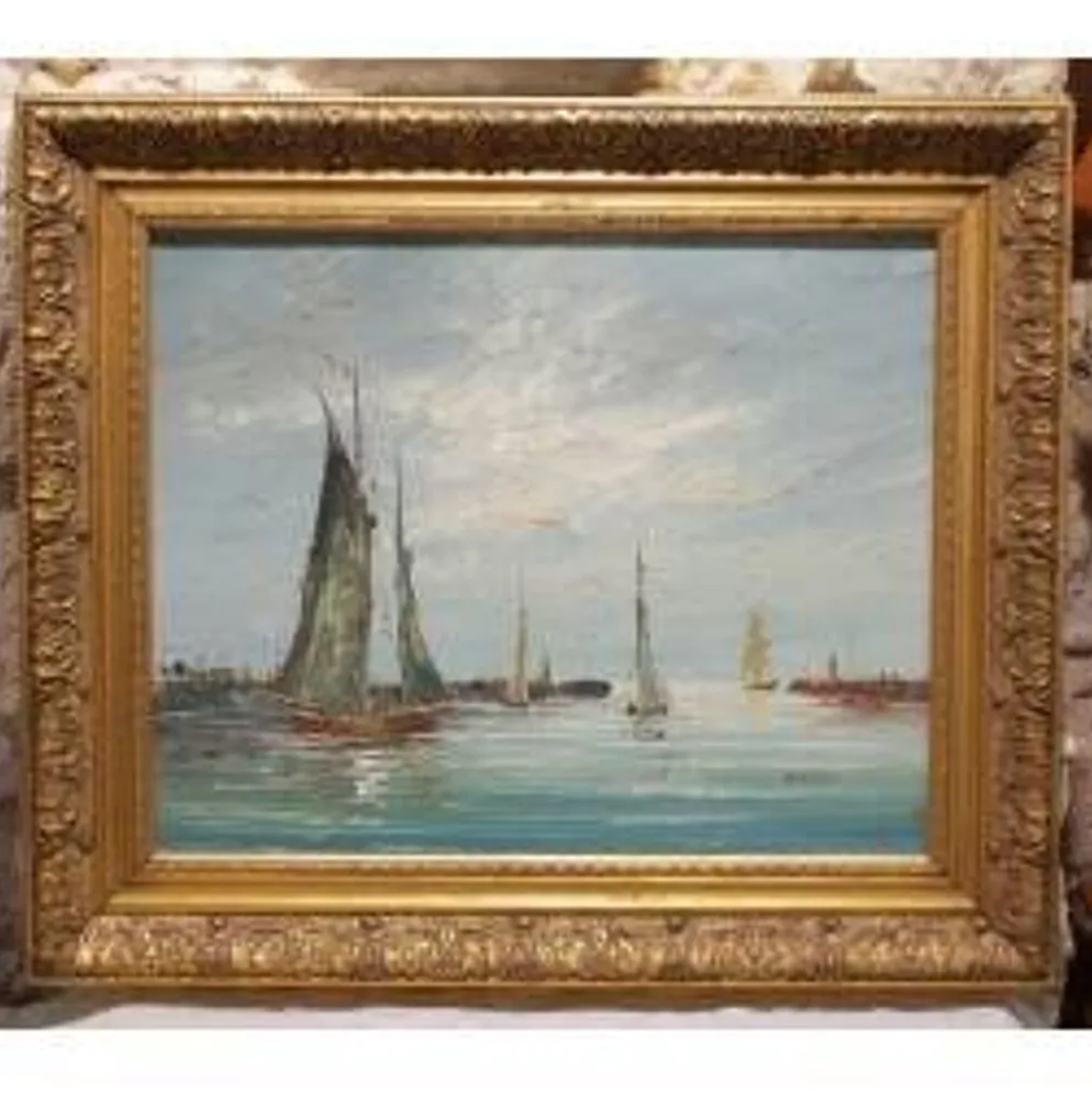 Tableau huile sur toile marine signée Edward Barton (1936-2012)