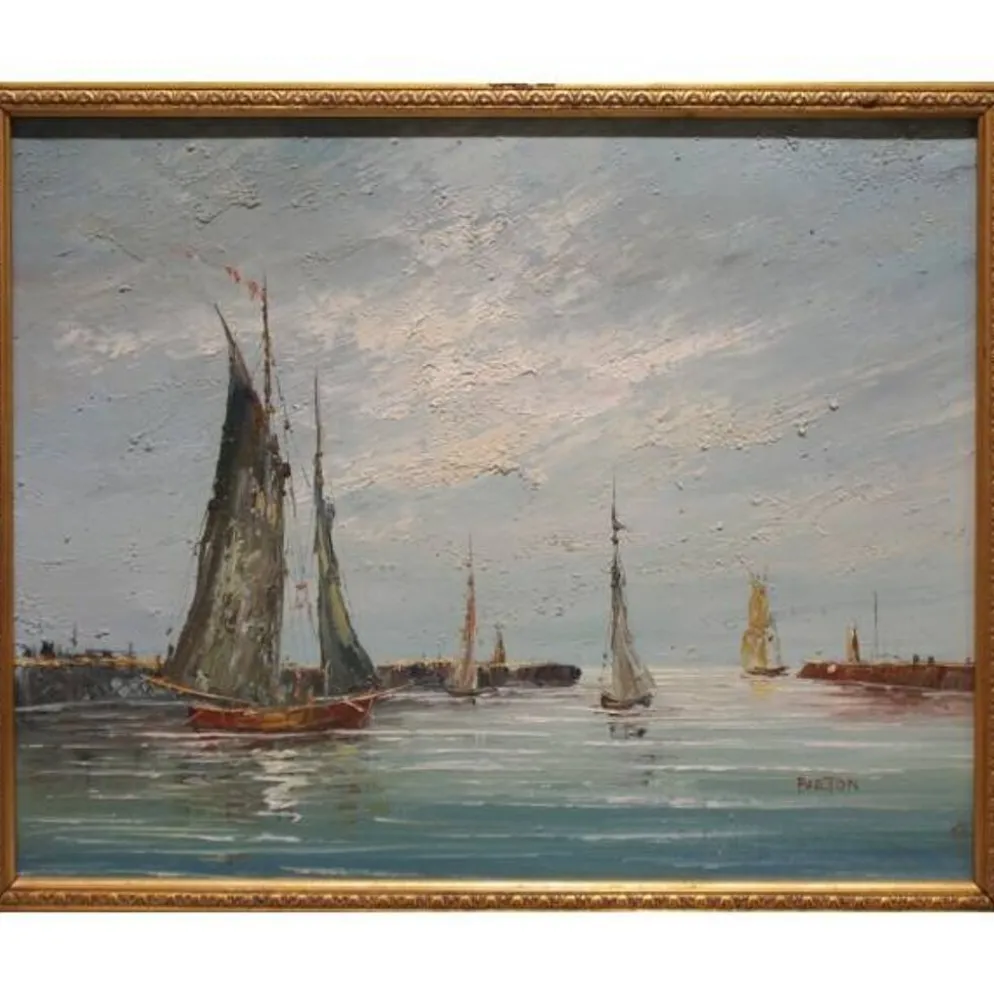 Tableau huile sur toile marine signée Edward Barton (1936-2012)