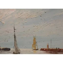 Tableau huile sur toile marine signée Edward Barton (1936-2012)
