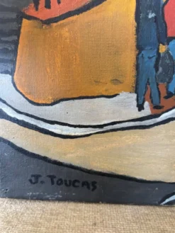 Tableau huile sur toile Marseille signée J. Toucas 1964 style fauvist