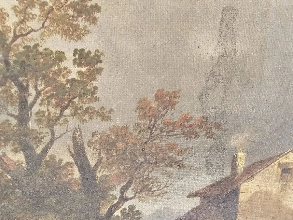 Tableau Huile sur Toile Paysage de campagne école XIX - Signé C. Rougeot 18