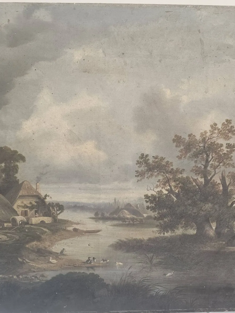 Tableau Huile sur Toile Paysage de campagne école XIX - Signé C. Rougeot 18