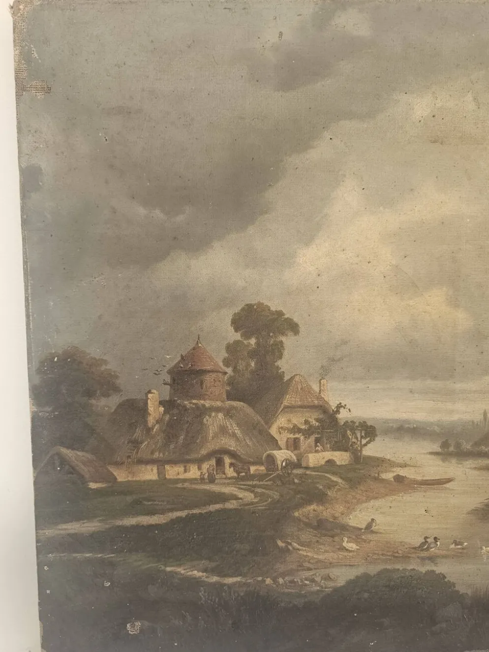 Tableau Huile sur Toile Paysage de campagne école XIX - Signé C. Rougeot 18