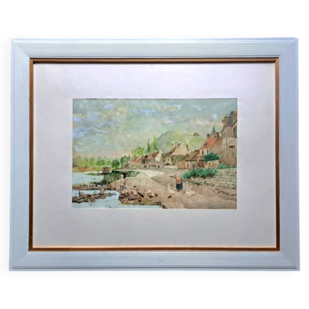 Tableau impressionniste - Aquarelle et gouache - École française vers 1900