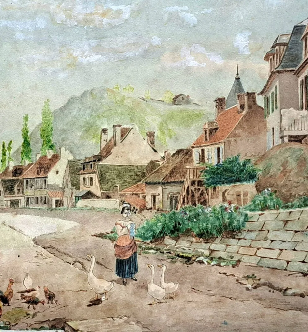Tableau impressionniste - Aquarelle et gouache - École française vers 1900