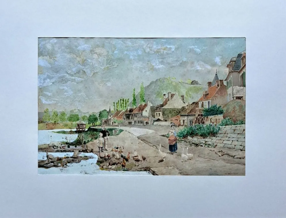 Tableau impressionniste - Aquarelle et gouache - École française vers 1900
