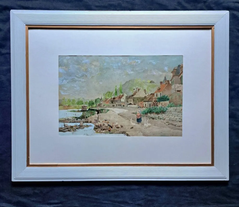 Tableau impressionniste - Aquarelle et gouache - École française vers 1900