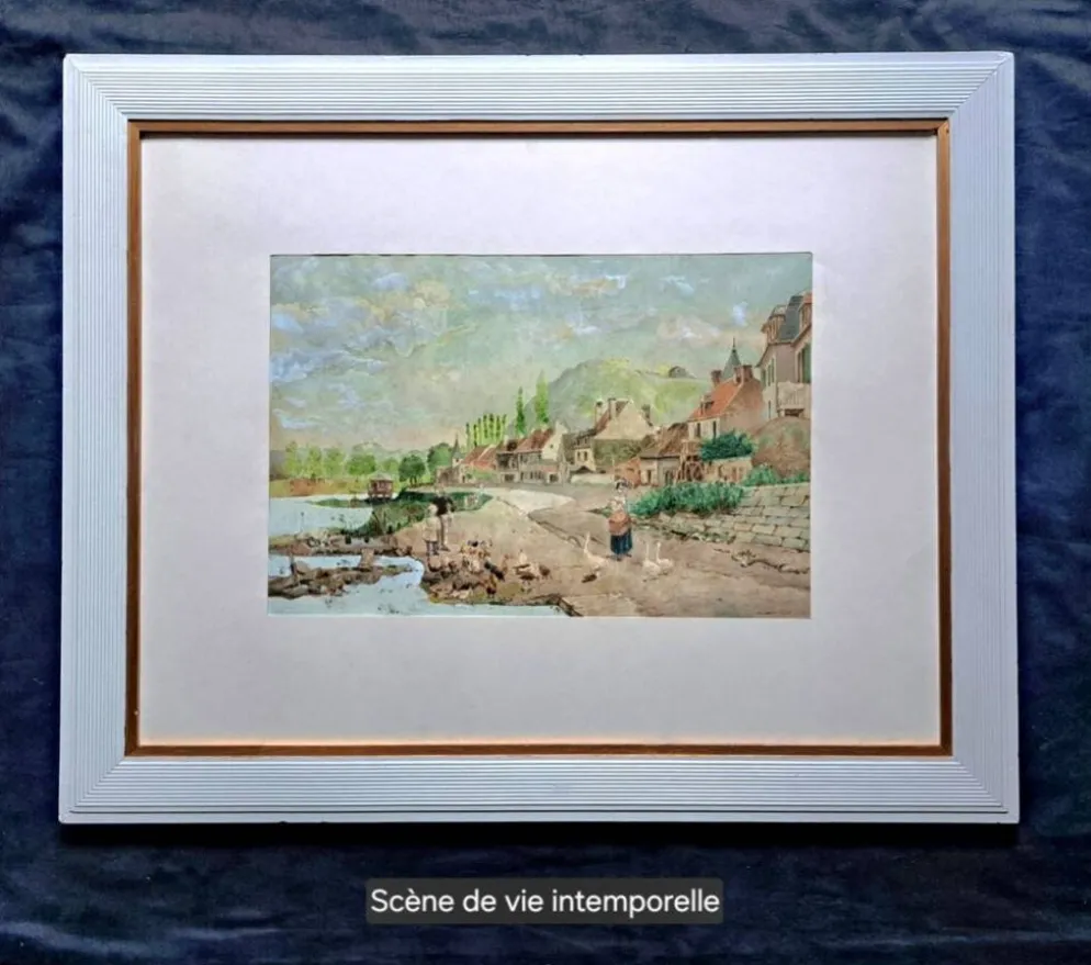 Tableau impressionniste - Aquarelle et gouache - École française vers 1900