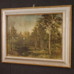 Tableau italien signé et daté 1939 paysage boisé