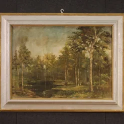 Tableau italien signé et daté 1939 paysage boisé