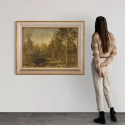 Tableau italien signé et daté 1939 paysage boisé