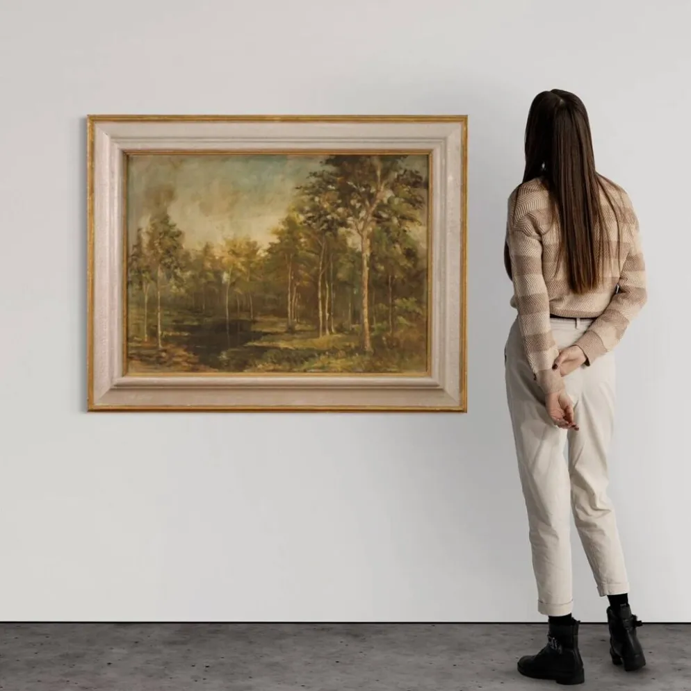 Tableau italien signé et daté 1939 paysage boisé