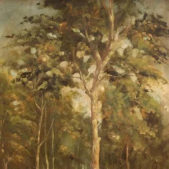 Tableau italien signé et daté 1939 paysage boisé