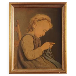 Tableau « Le Portrait de la jeune fille », design scandinave, 19e siècle, d'Albert Anker