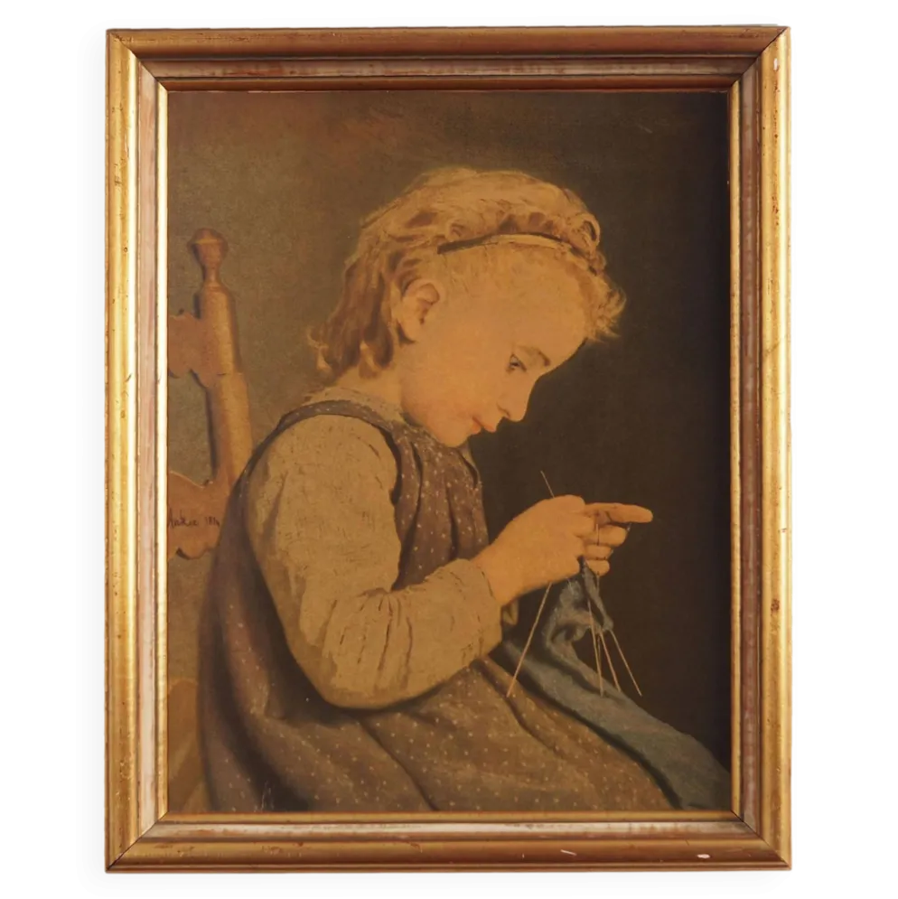 Tableau « Le Portrait de la jeune fille », design scandinave, 19e siècle, d'Albert Anker