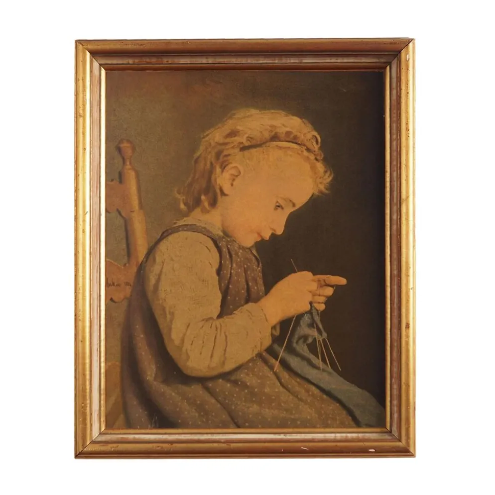 Tableau « Le Portrait de la jeune fille », design scandinave, 19e siècle, d'Albert Anker