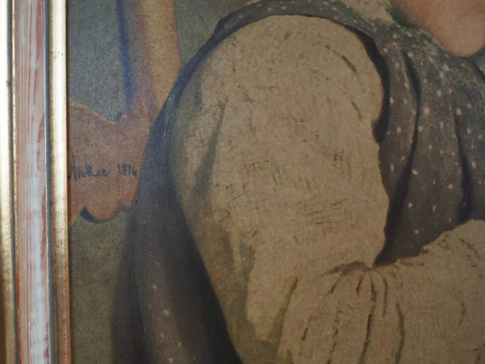 Tableau « Le Portrait de la jeune fille », design scandinave, 19e siècle, d'Albert Anker