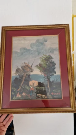 Tableau marine vintage huile sur toile sous verre VOLPI