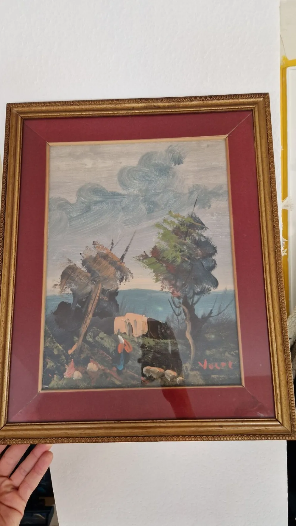 Tableau marine vintage huile sur toile sous verre VOLPI
