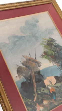 Tableau marine vintage huile sur toile sous verre VOLPI