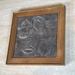 Tableau Moderniste en Céramique à Décor Cubiste, Années 1970.