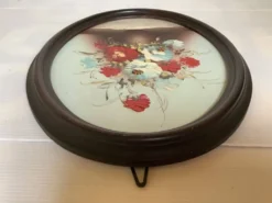 Tableau ovale bouquet de fleurs huile sur panneau